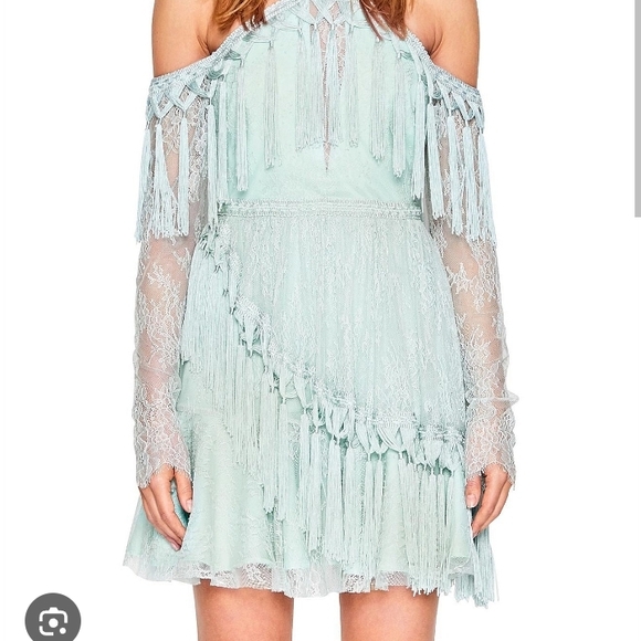 Alice McCall Asymmetrical Lace Dress in Light Blue - Picture 4 of 8